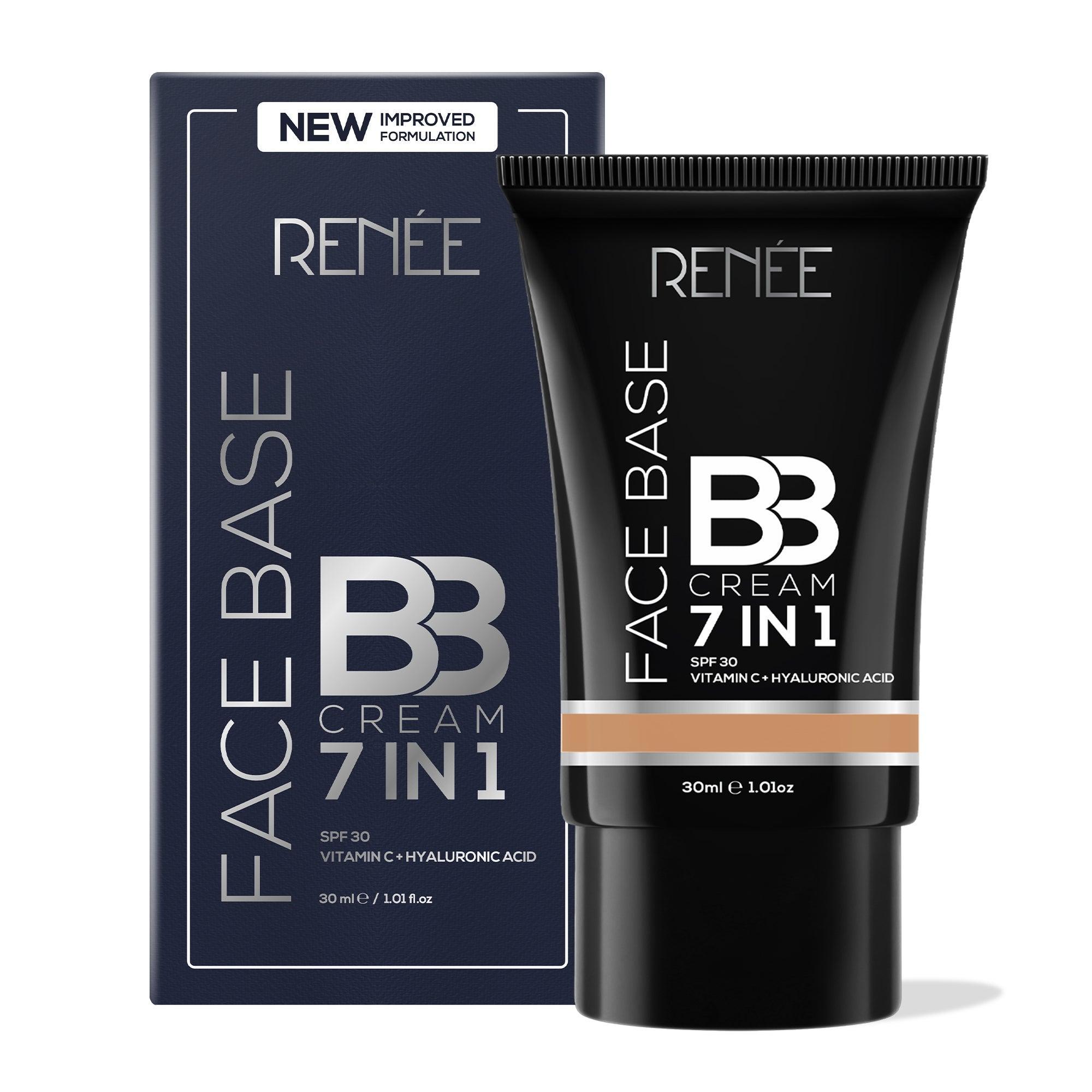 RENEE Face Base 7 in 1 BB Cream with SPF 30, Hyaluronic Acid & Vitamin C, 30 ml