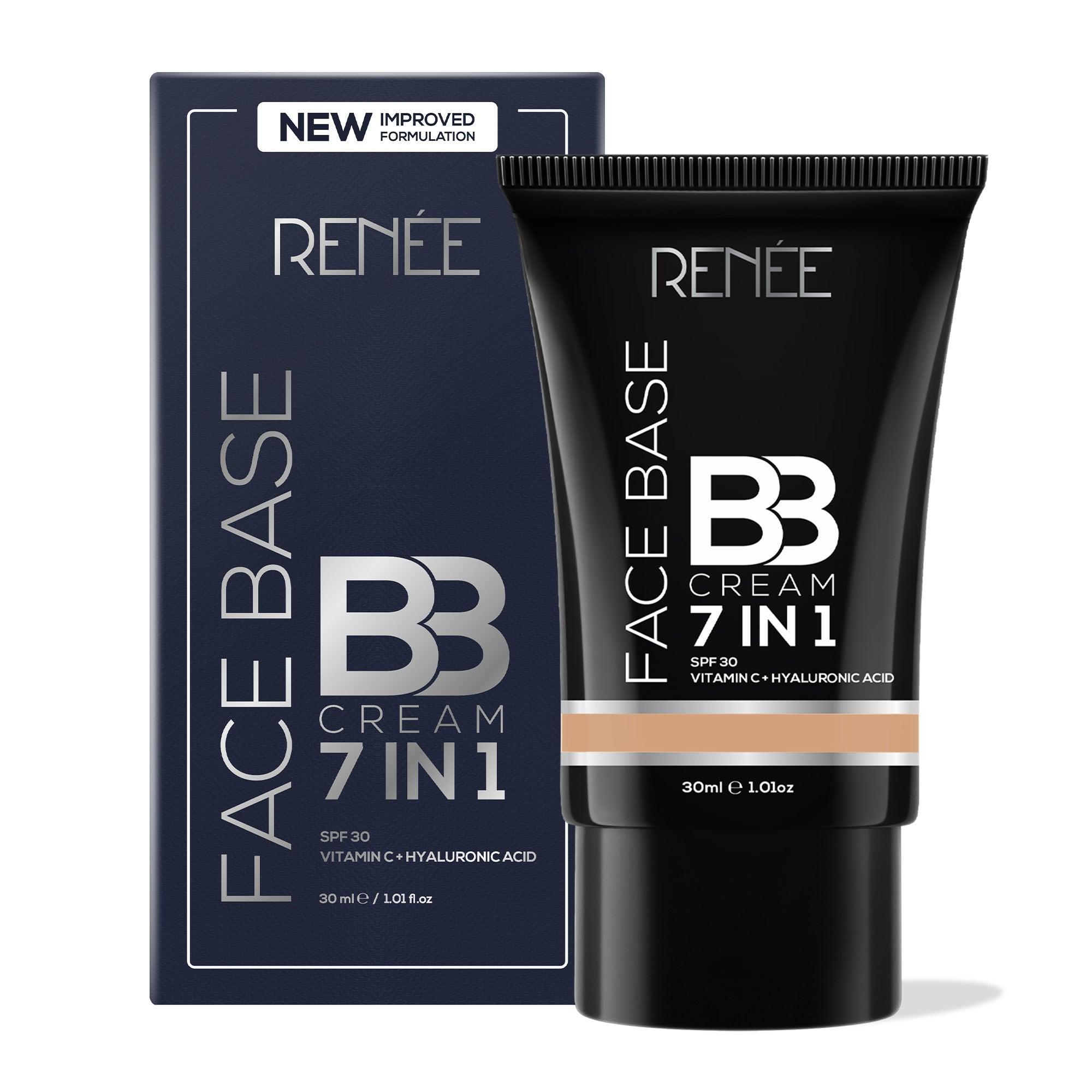 RENEE Face Base 7 in 1 BB Cream with SPF 30, Hyaluronic Acid & Vitamin C, 30 ml