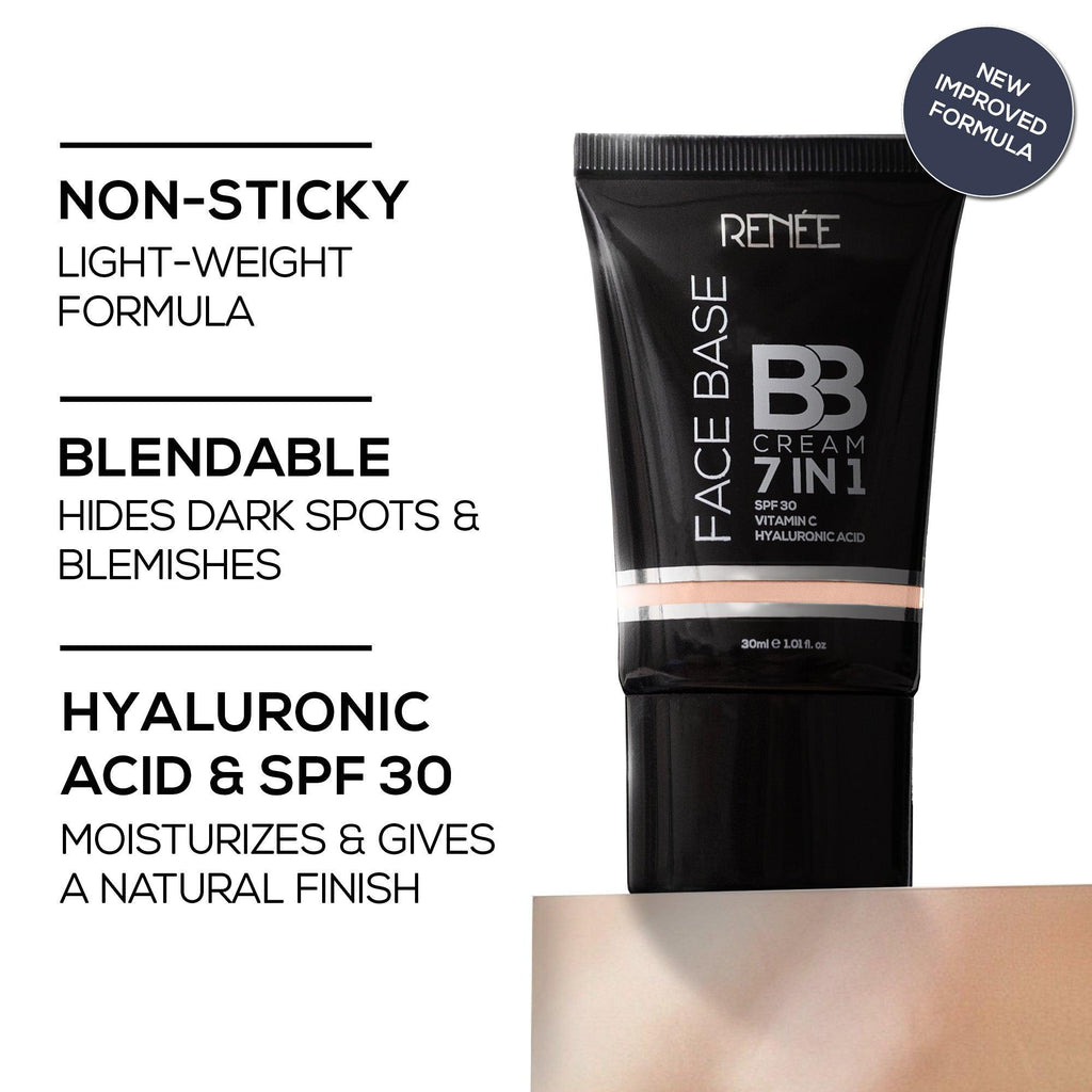 RENEE Face Base 7 in 1 BB Cream with SPF 30, Hyaluronic Acid & Vitamin C, 30 ml