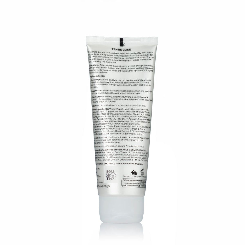 Faces Canada Tan Be Gone De Tan Skin Brightening Clay Mask (90gm)