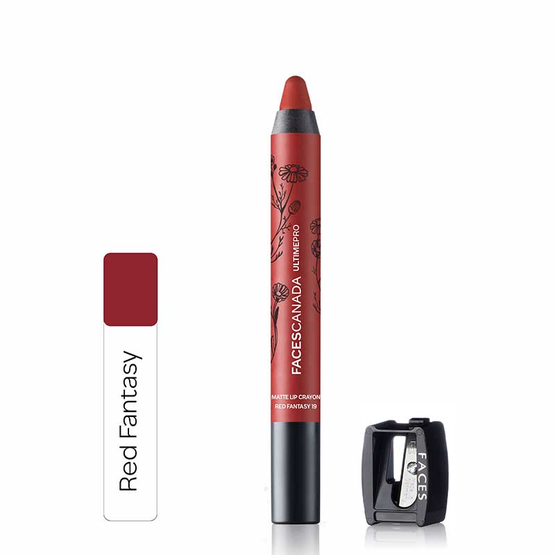 Faces Canada Ultime Pro Matte Lip Crayon With Free Sharpener - Red Fantasy 19 (2.8g)