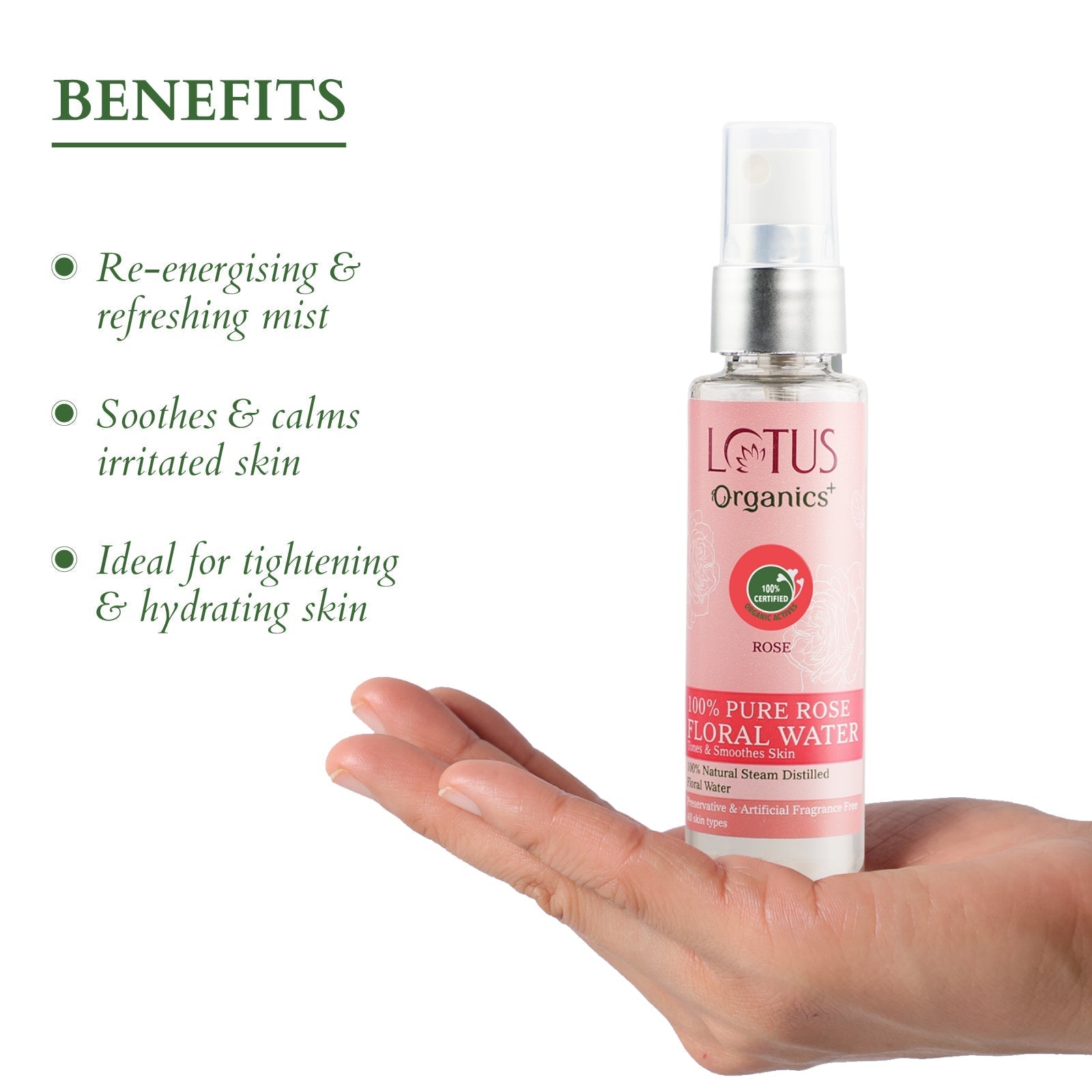 Lotus Organics+ 100% PURE ROSE FLORAL WATER