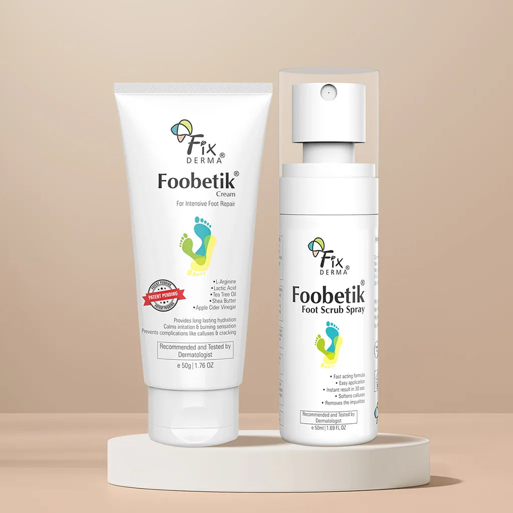 Fixderma Foobetik Foot Scrub Spray and  Foot Cream