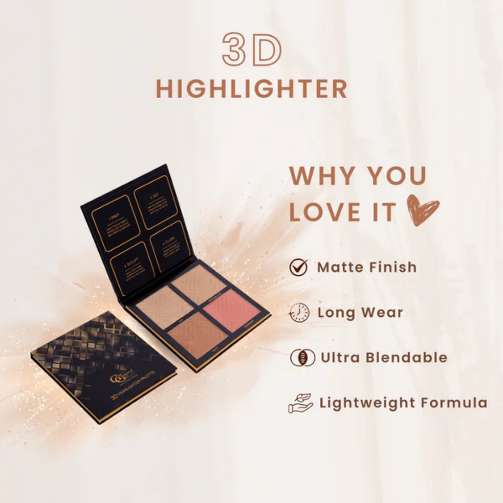 Gorgeous Girl Highly Pigmented 3D Highlighter palettes For Long Lasting Luminous Makeup
