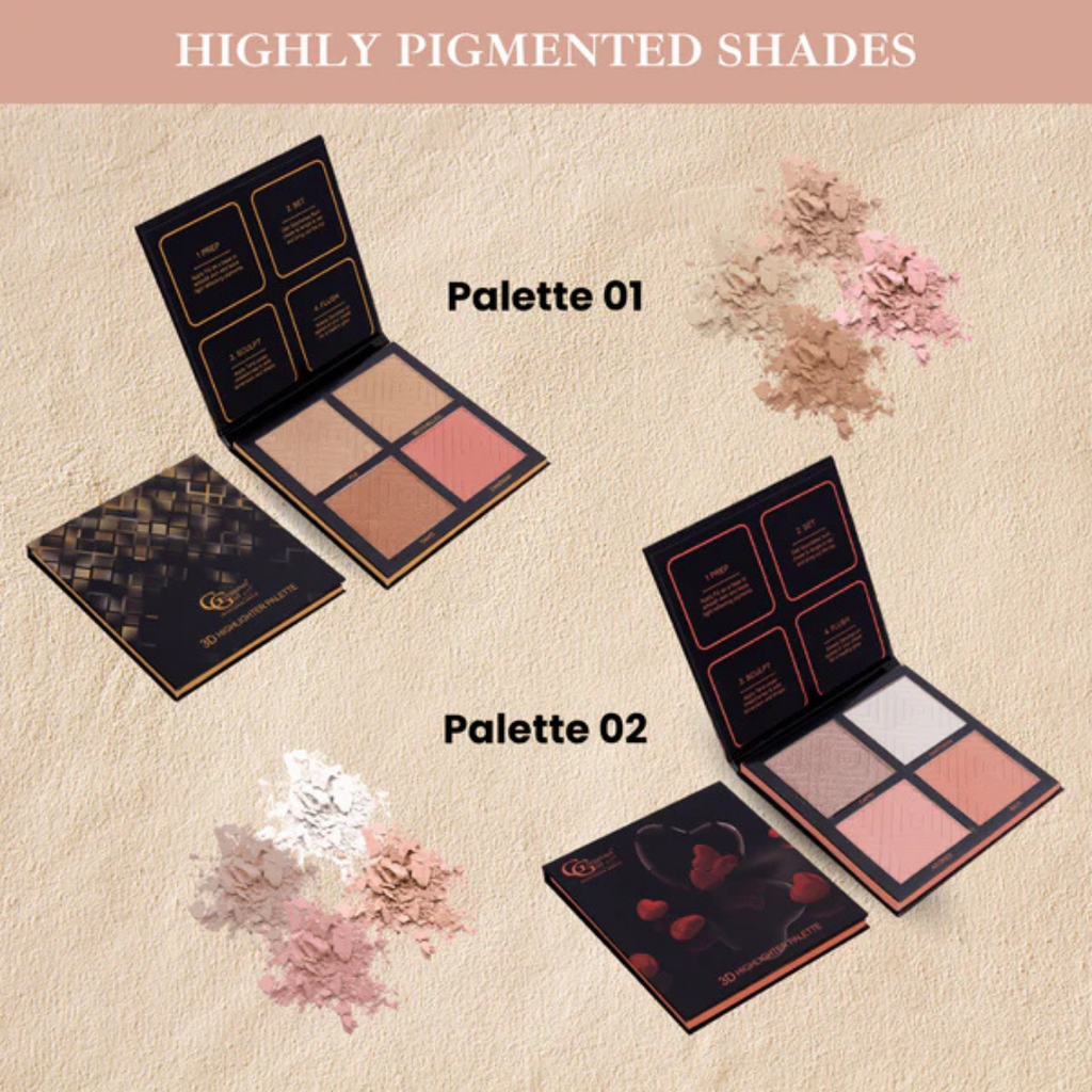 Gorgeous Girl Highly Pigmented 3D Highlighter palettes For Long Lasting Luminous Makeup