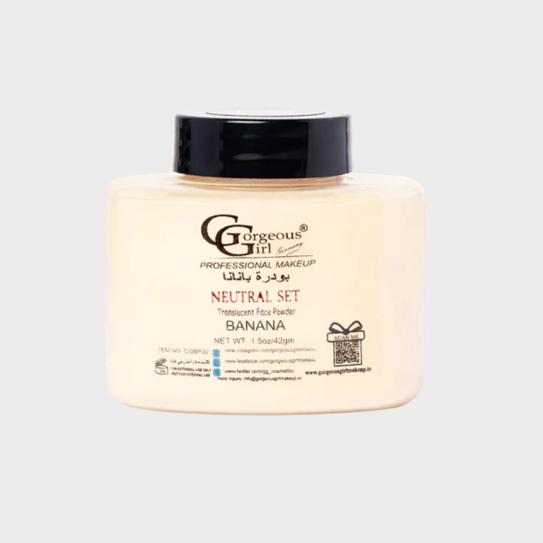 Gorgeous Girl Banana Luxury Loose Powder | Lightweight Make Up Setting Powder, Beige, 42g | Yellow