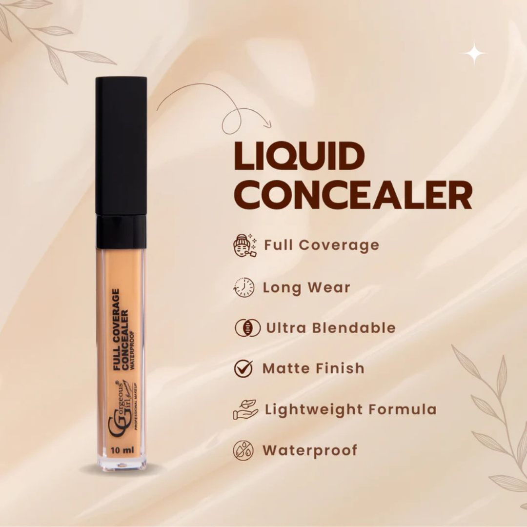 Gorgeous Girl Full Coverage Liquid Concealer to Covers Spots & Blemishes, 10ml
