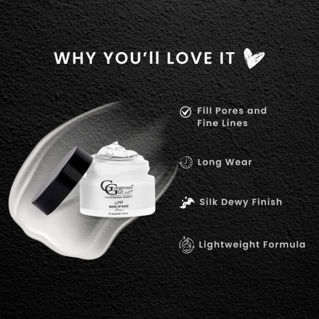 Gorgeous Girl High Definition Long-Lasting Gel Base Makeup Primer, Shine-Free Finish All Day, 30ml