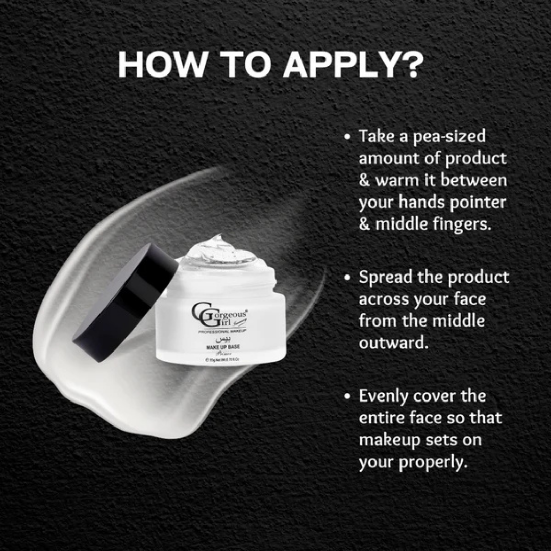 Gorgeous Girl High Definition Long-Lasting Gel Base Makeup Primer, Shine-Free Finish All Day, 30ml