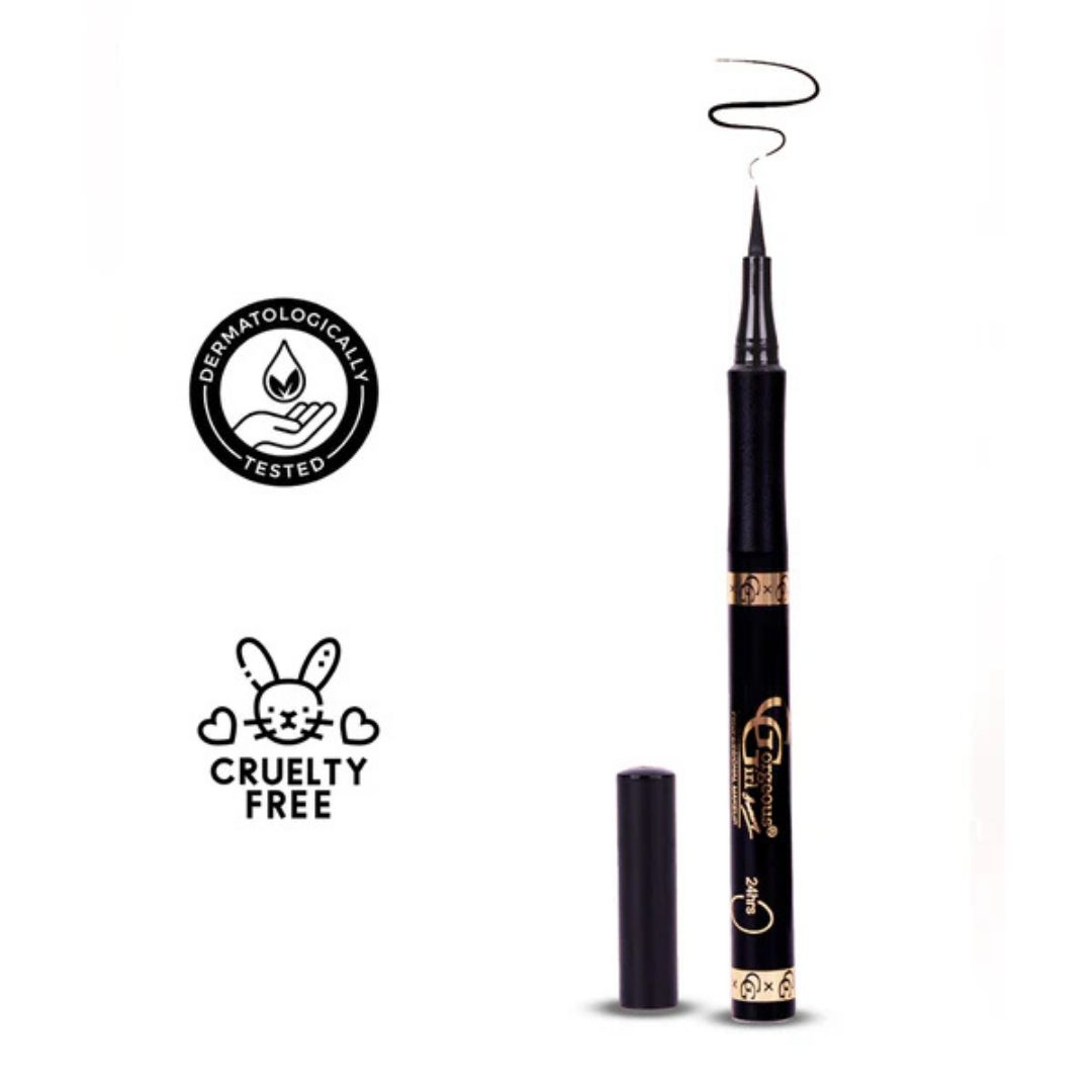 Gorgeous Girl Ultra Thin Smudge Proof Eyeliner Pen with One Stroke Application Formula, Black