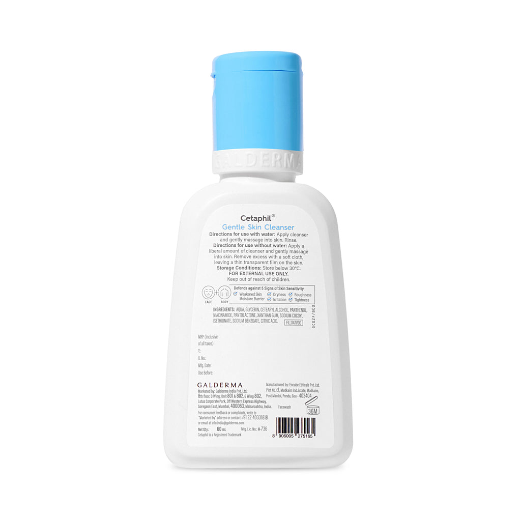 Cetaphil Gentle Skin Cleanser 60 ML | Dermat recommended