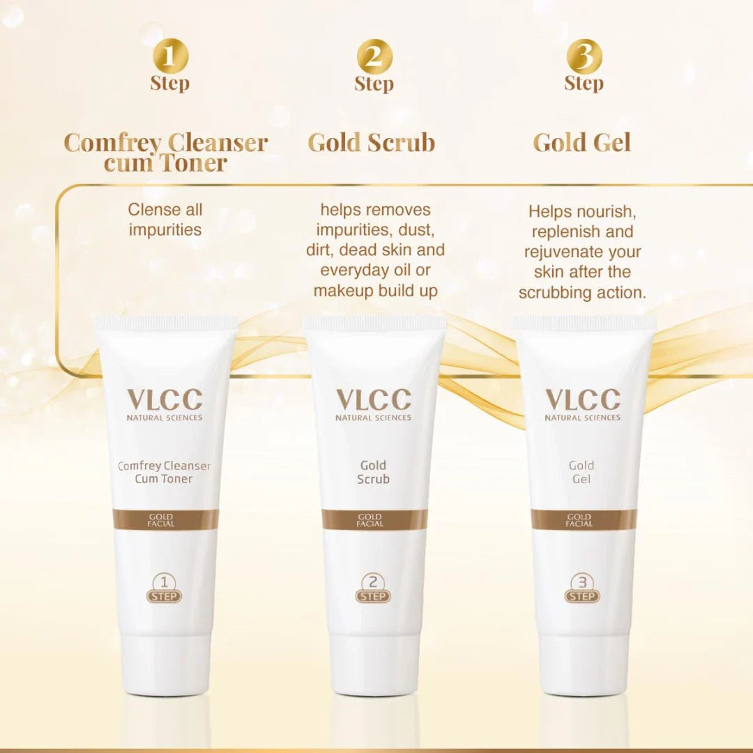 VLCC Gold Facial Kit, Bright & Glowing Skin - 60g