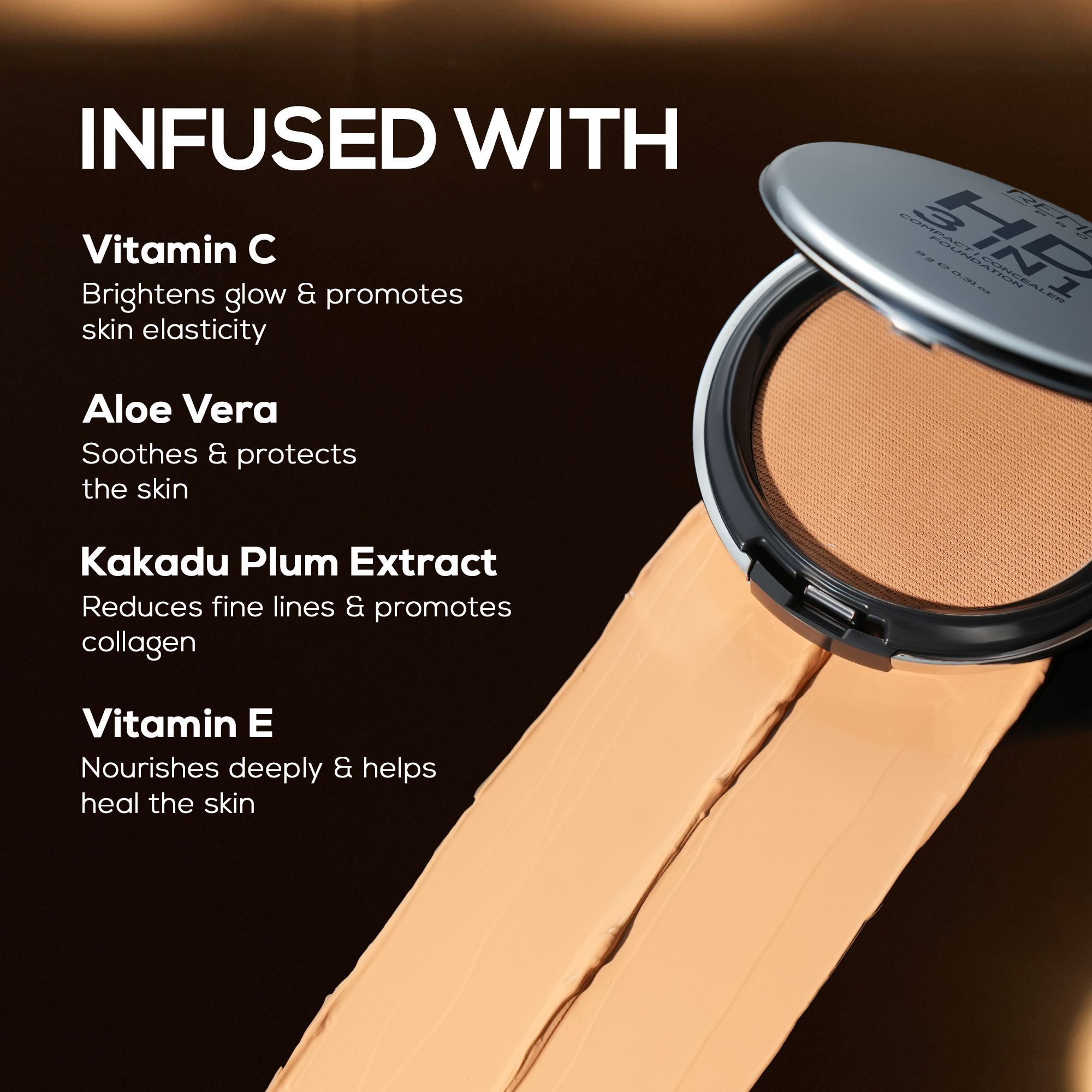 RENEE Pro HD 3-IN-1 Compact, Works as Concealer, Foundation & Powder With SPF 20, 9 g