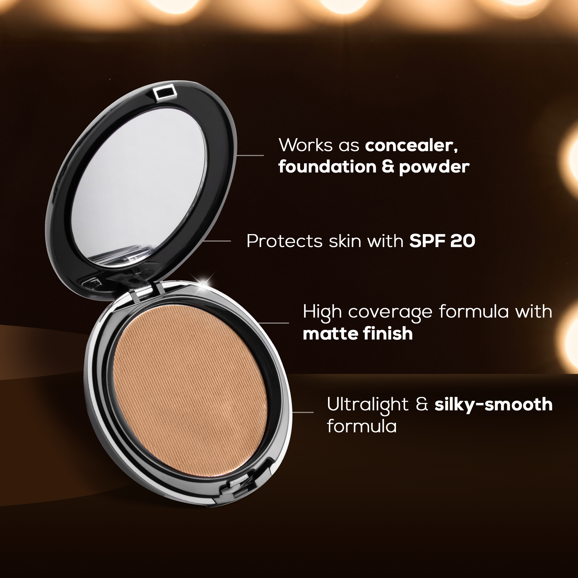 RENEE Pro HD 3-IN-1 Compact, Works as Concealer, Foundation & Powder With SPF 20, 9 g