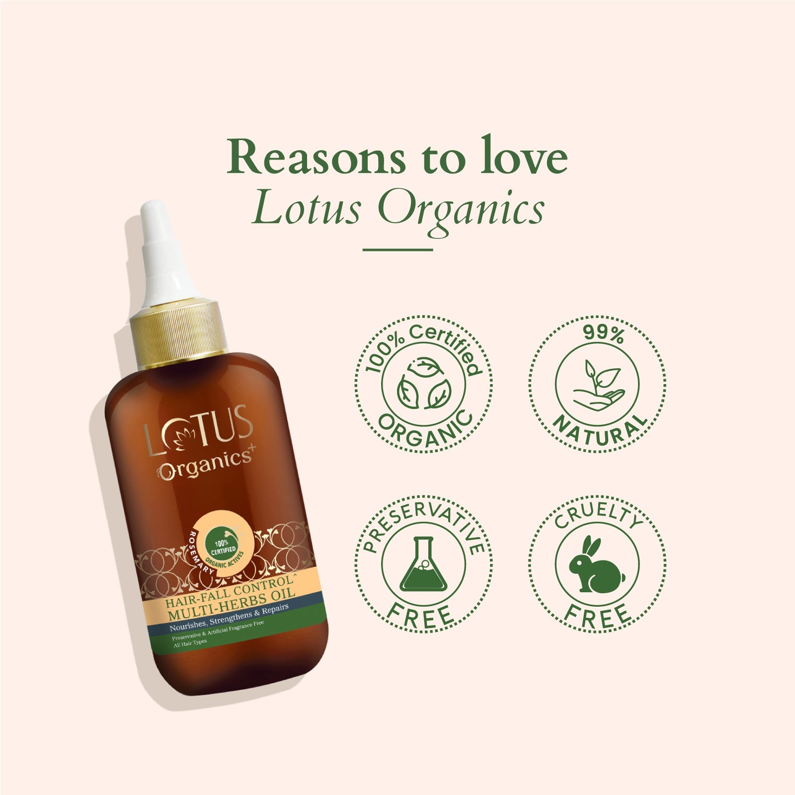 Lotus Organics+ Hair Fall Control Multi Herbs Oil
