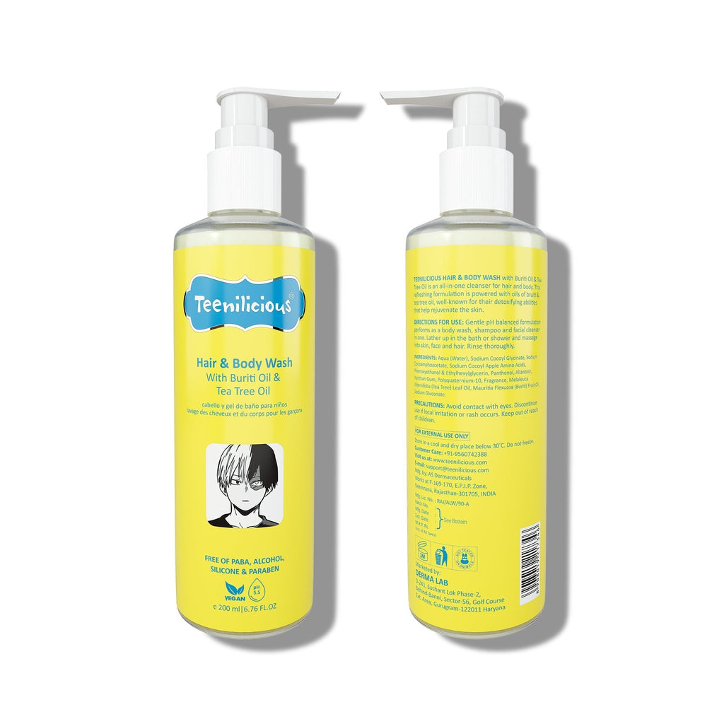 Fixderma Teenilicious Hair And Body Wash Kit 600ml - All In One Hair & Body Wash Combo