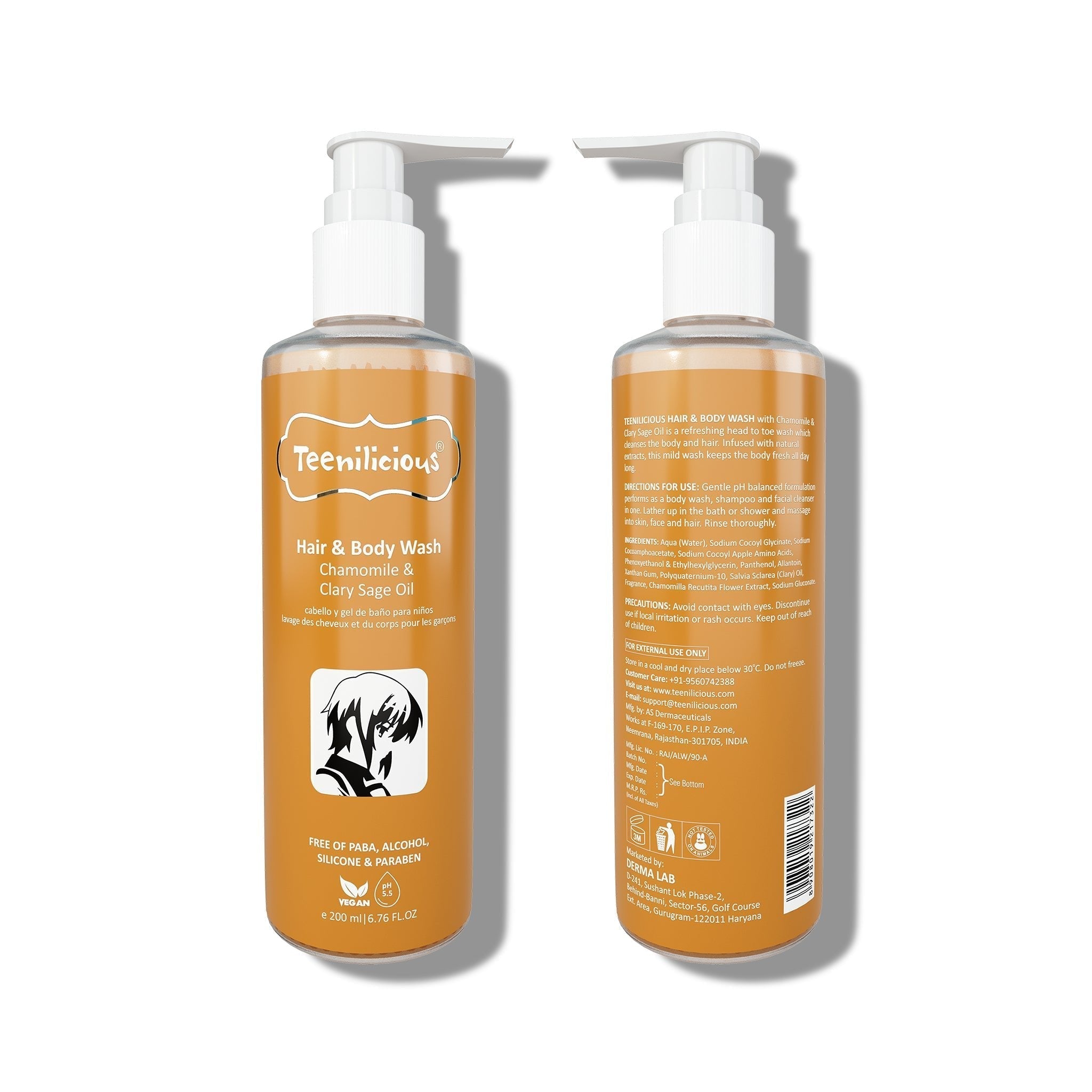 Fixderma Teenilicious Hair And Body Wash Kit 600ml - All In One Hair & Body Wash Combo