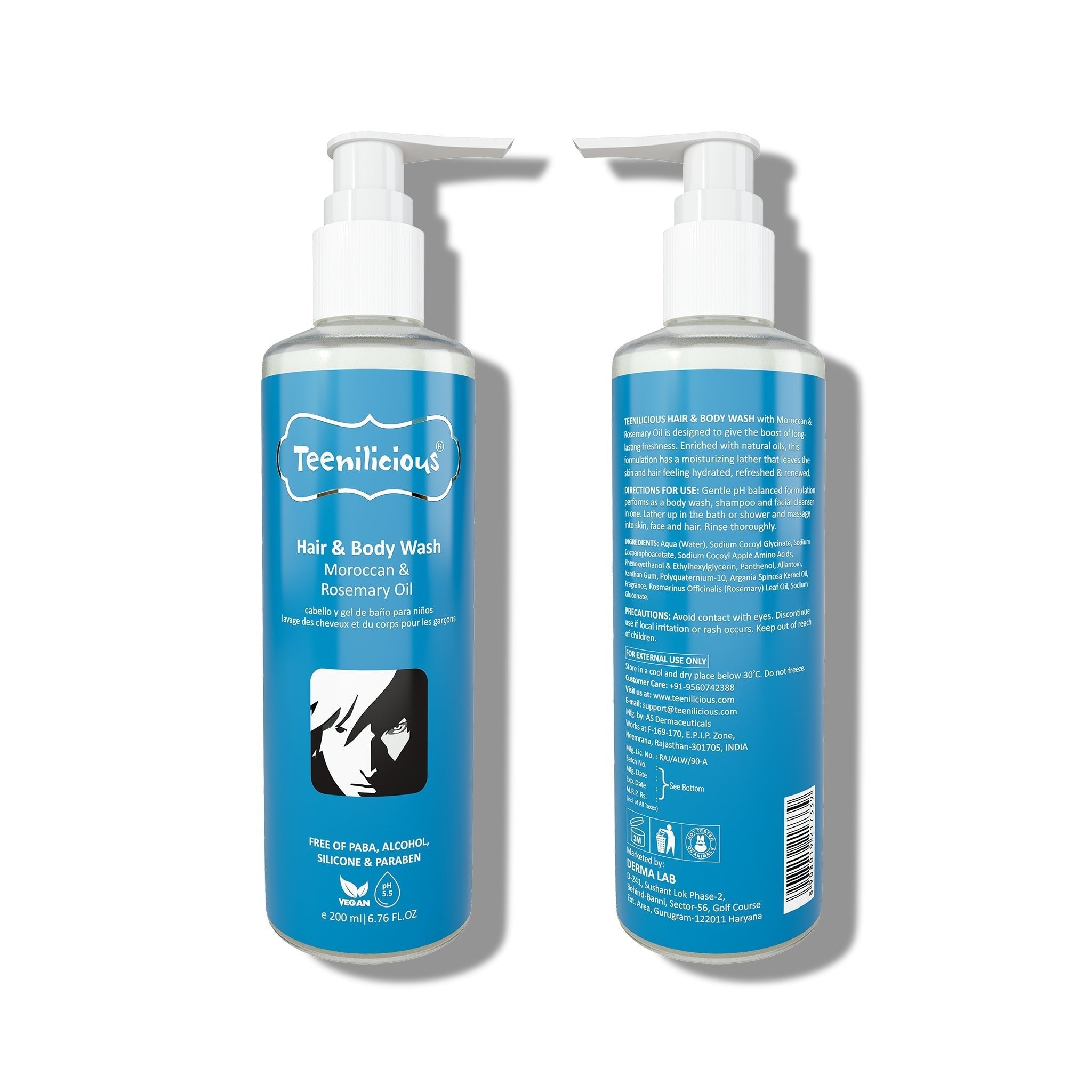 Fixderma Teenilicious Hair And Body Wash Kit 600ml - All In One Hair & Body Wash Combo