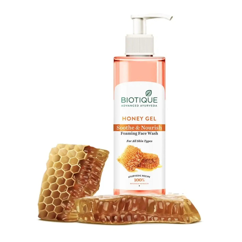 Biotique Honey Gel Soothe & Nourish Foaming Face wash | Soap Free Formula | Reduce Dryness | Suitable for All Skin Types | 200ml