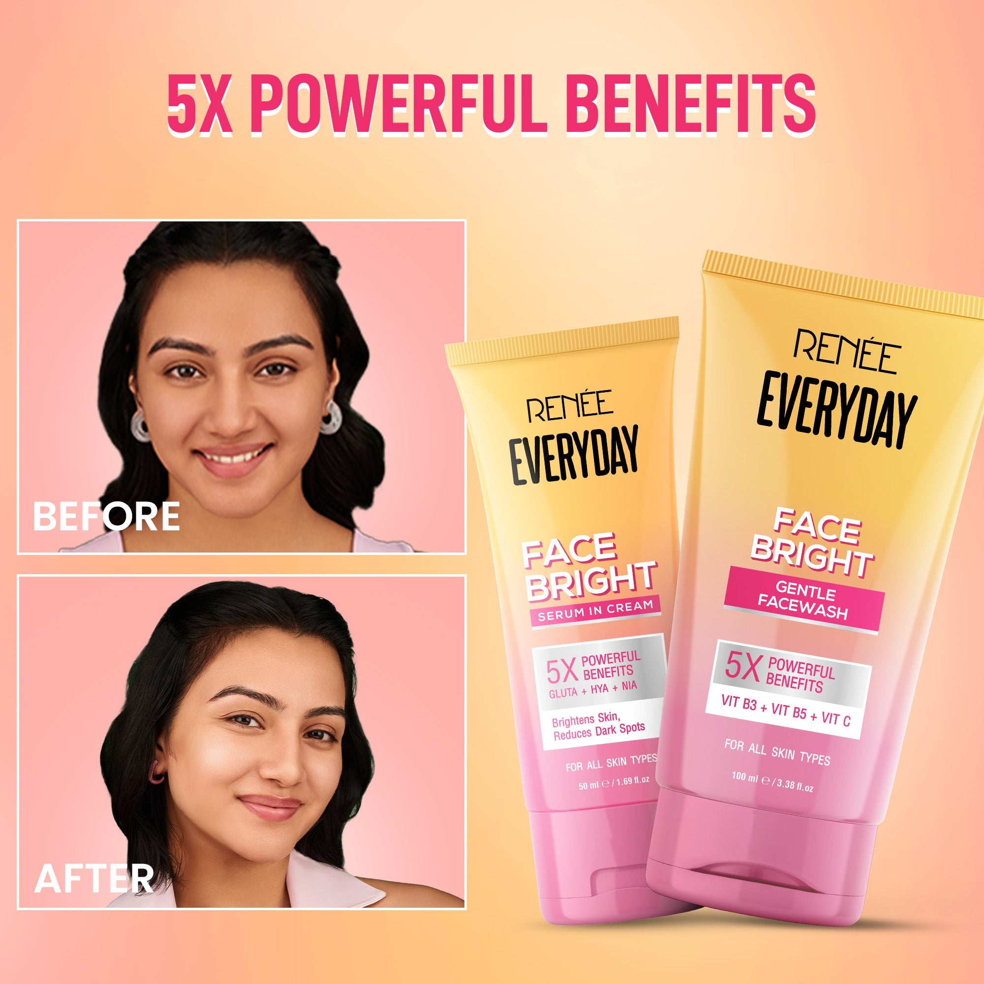 Go Bright 3-in-1 Skincare Set – Facewash, Scrub Soap & Face Cream for Glowing, Even-Toned & Tan-Free Skin