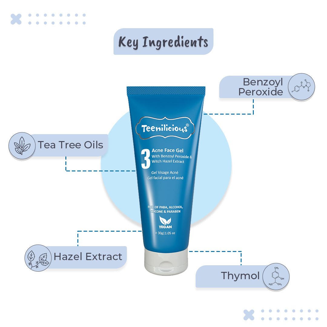 Fixderma Teenilicious Acne Face Gel With Benzoyl Peroxide - Gel For Inflamed Acne Prone Skin
