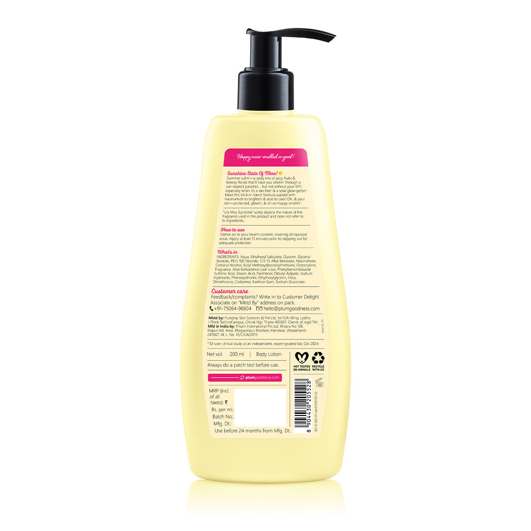 Plum Lily Miss Sunshine Sunscreen Body Lotion SPF 35 PA+++ by Plum BodyLovin'