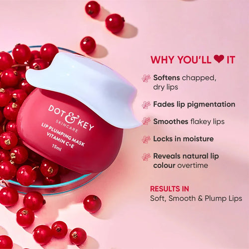 Dot & Key Lip Plumping Mask With Shea Butter&Vitamin C + E For Naturally Glowing Lips (15ml)