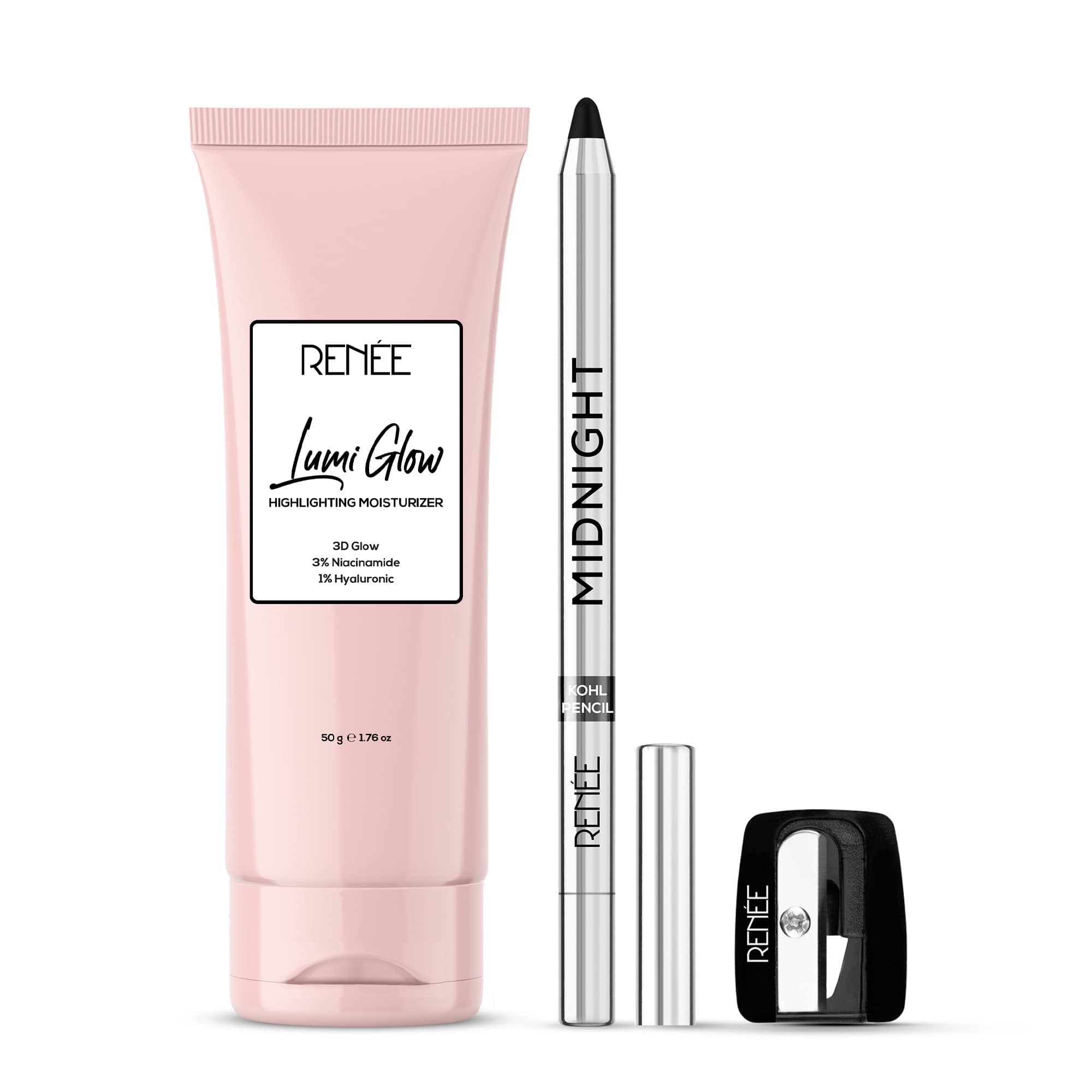 Renee Midnight Kohl Kajal & Lumi Glow Highlighting Moisturizer Cream Combo