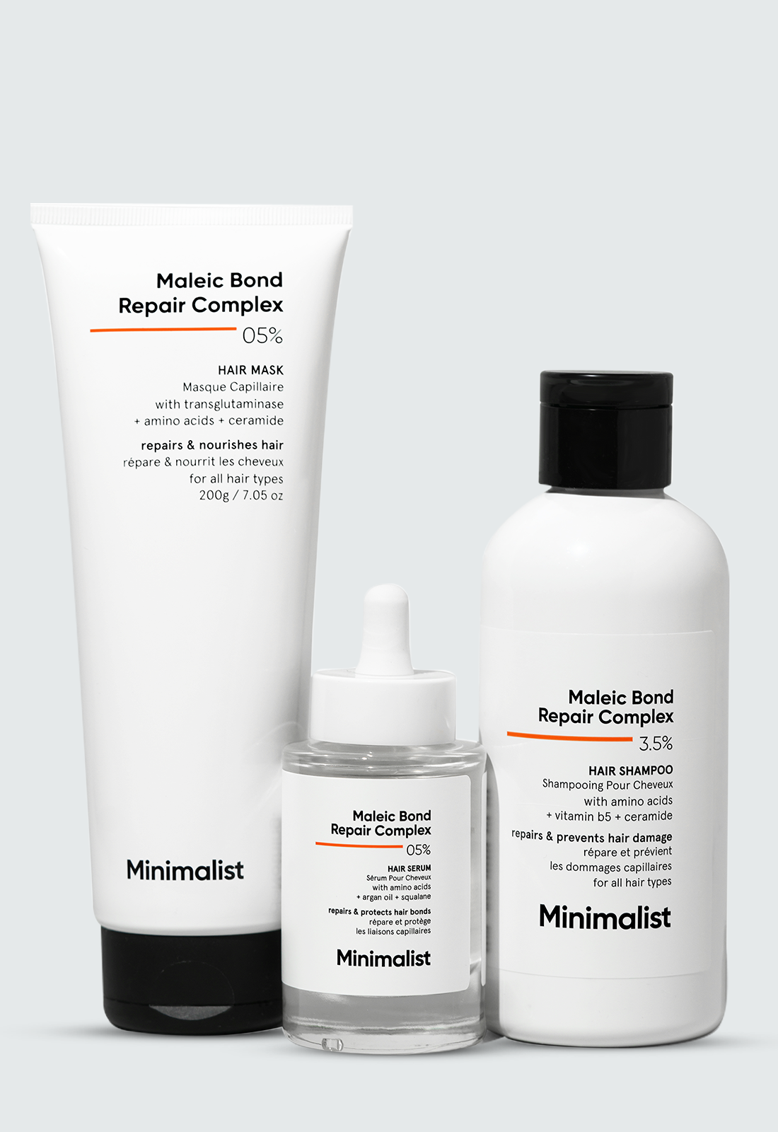 Minimalist Maleic Bond Repair Complex Hair Care Trio