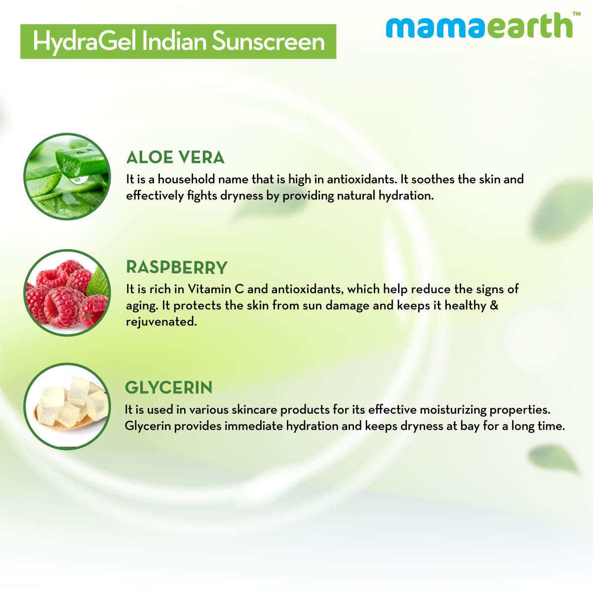 Mamaearth HydraGel Indian Sunscreen SPF 50, with Aloe Vera & Raspberry, for Sun Protection