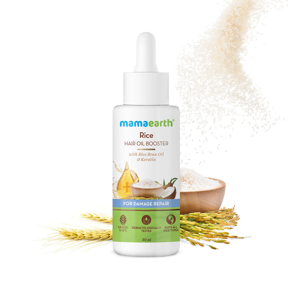 Mamaearth Rice Hair Oil Booster With Rice Bran Oil & Keratin For Damage Repair