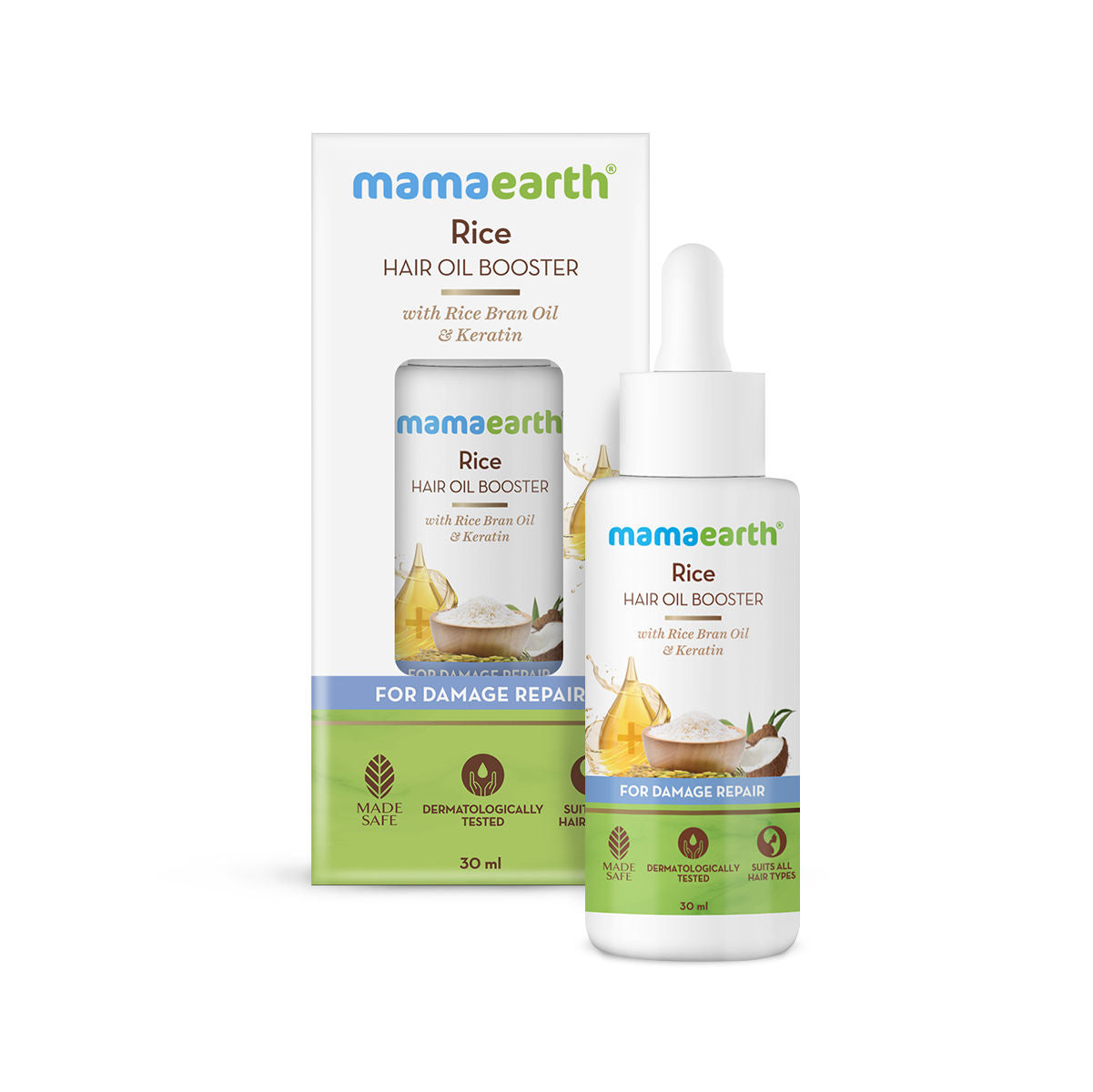 Mamaearth Rice Hair Oil Booster With Rice Bran Oil & Keratin For Damage Repair