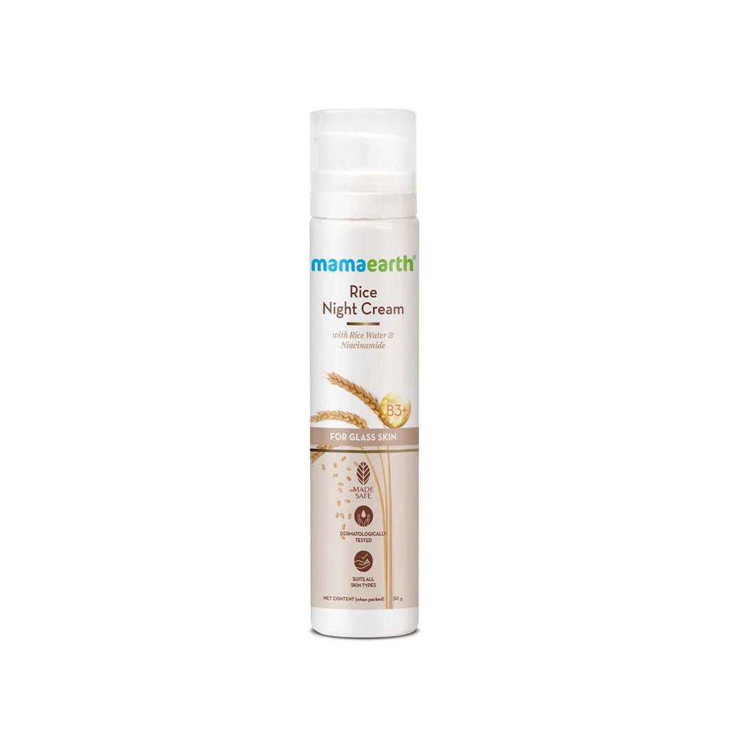 Mamaearth Rice Night Cream For Clear Skin With Rice Water & Niacinamide For Glass Skin