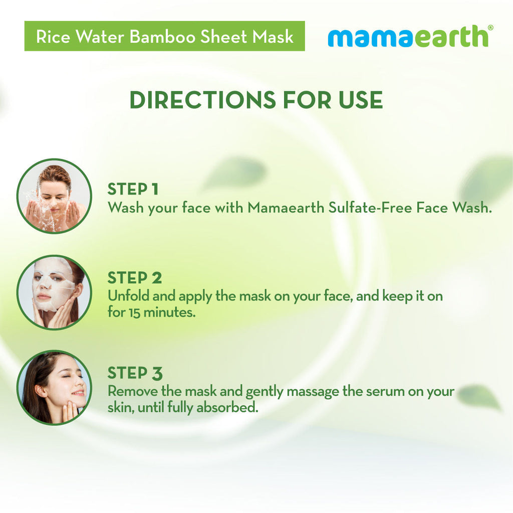 Mamaearth Rice Water Bamboo Sheet Mask with Rice Water & Coconut Milk for Deep Hydration - 25 g