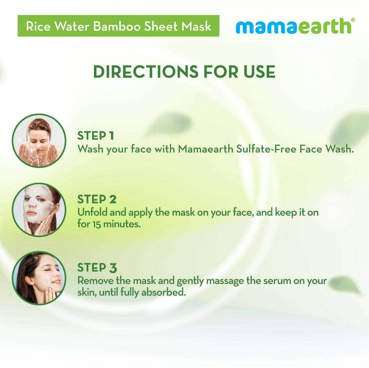 Mamaearth Rice Water Bamboo Sheet Mask with Rice Water & Coconut Milk for Deep Hydration - 25 g