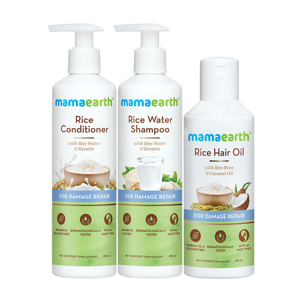 Mamaearth Rice Water Shampoo & Conditioner With Rice Hair Oil