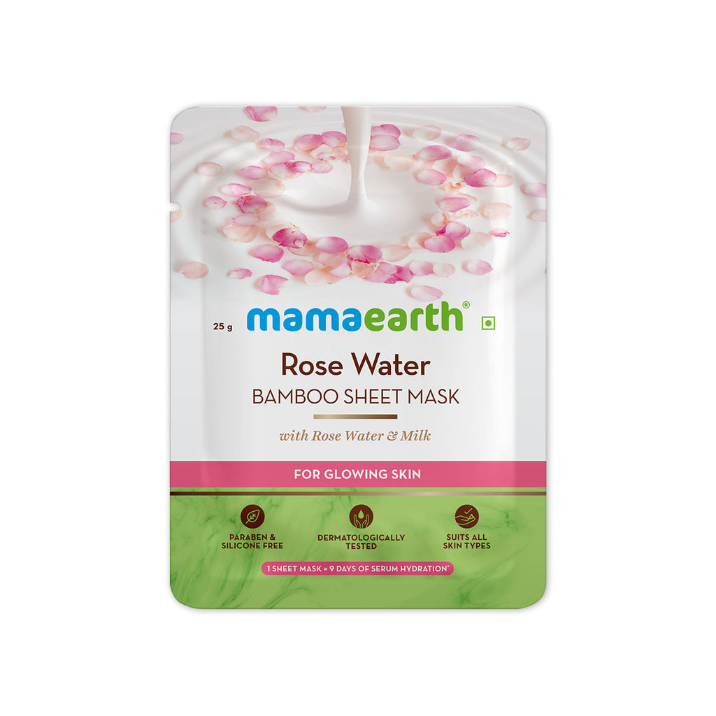 Mamaearth Rose Water Bamboo Sheet Mask with Rose Water & Milk for Glowing Skin