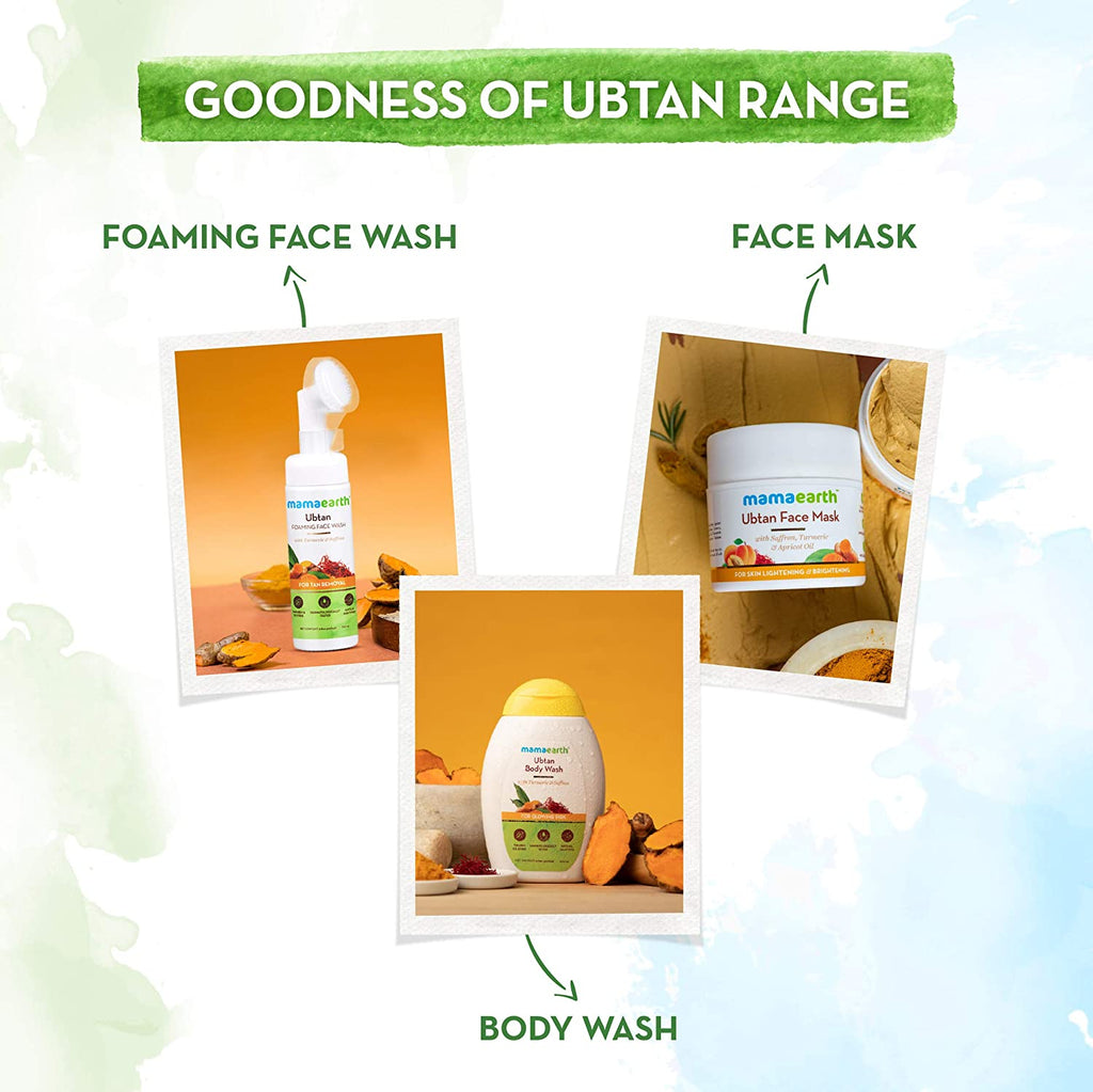 Mamaearth Ubtan Foaming Face Wash With Brush With Turmeric & Saffron For Tan Removal