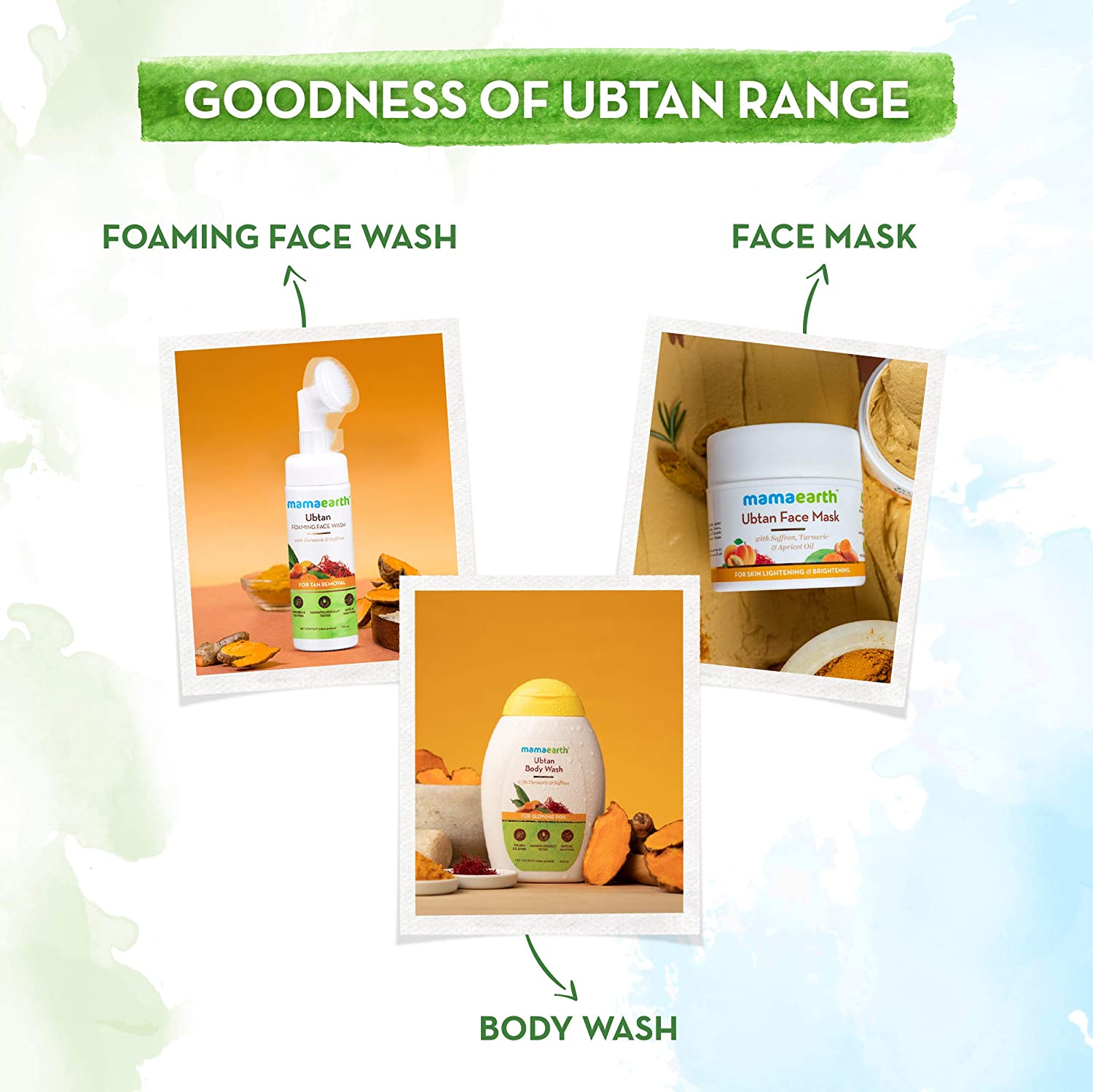 Mamaearth Ubtan Foaming Face Wash With Brush With Turmeric & Saffron For Tan Removal