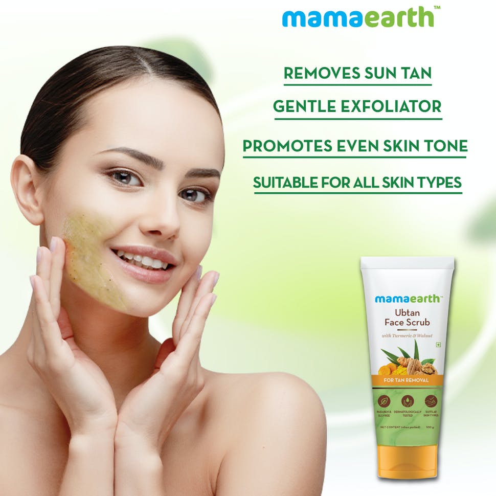 Mamaearth Ubtan Scrub For Face With Turmeric & Walnut For Tan Removal