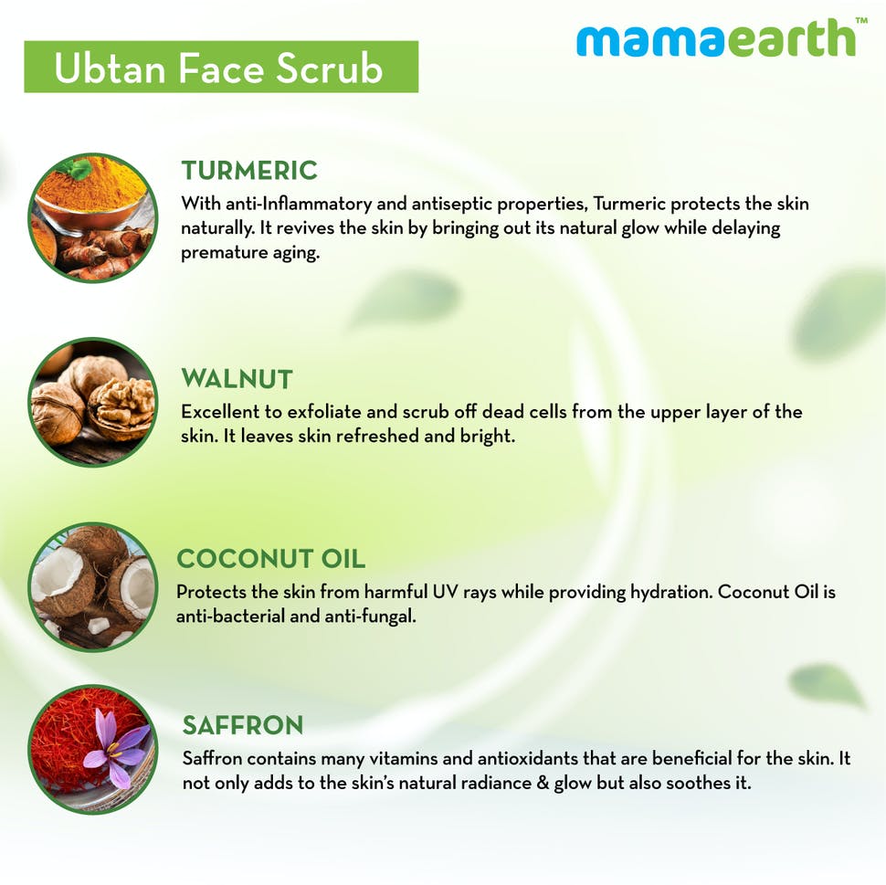 Mamaearth Ubtan Scrub For Face With Turmeric & Walnut For Tan Removal