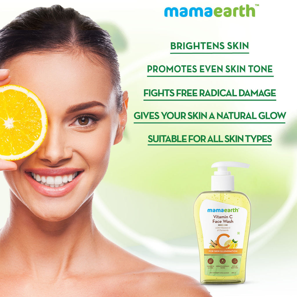 Mamaearth Vitamin C Face Wash With Vitamin C And Turmeric For Skin Illumination