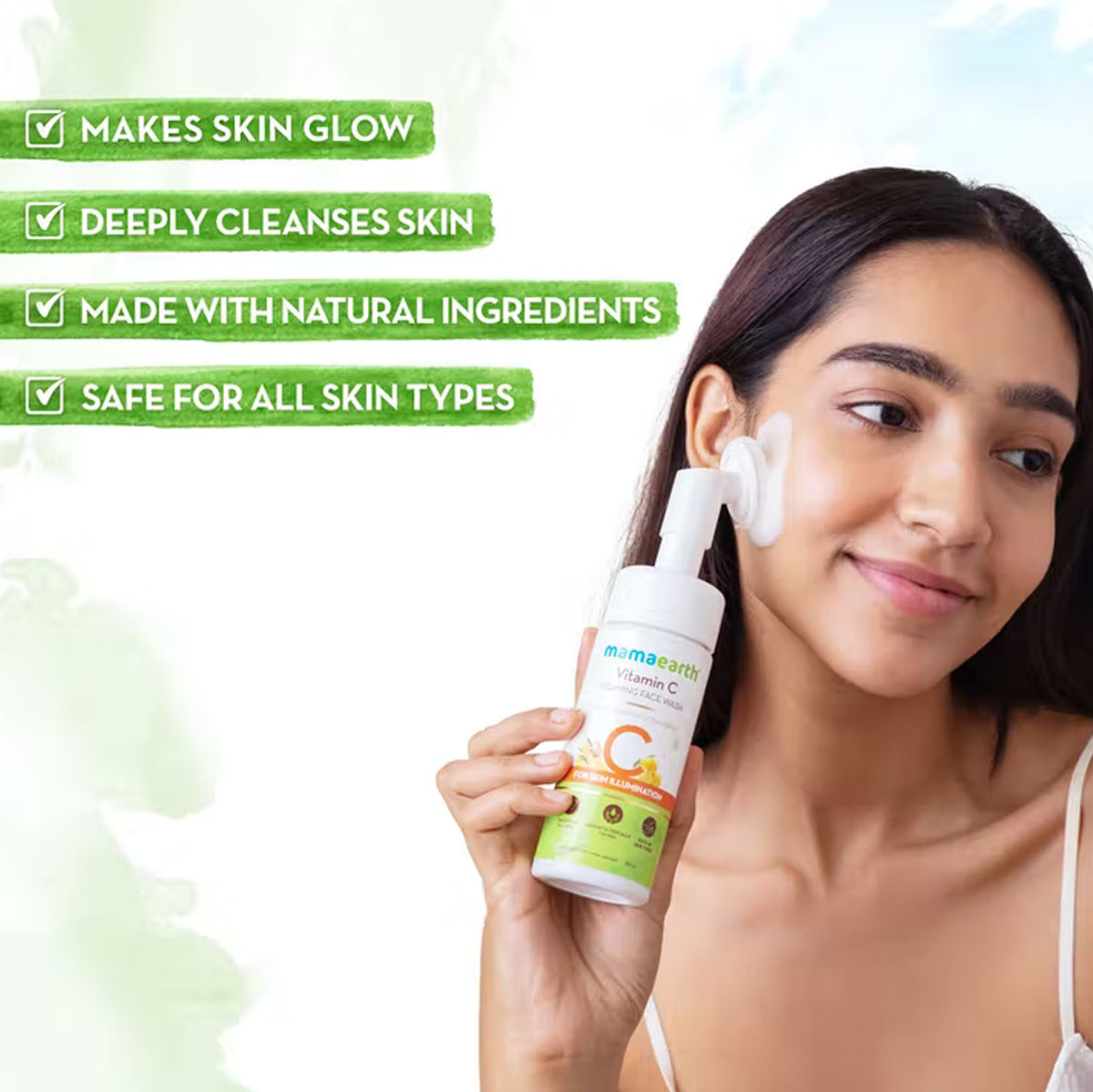 Mamaearth Vitamin C Foaming Face Wash With Brush Combo Pack With Refill For Skin Illumination