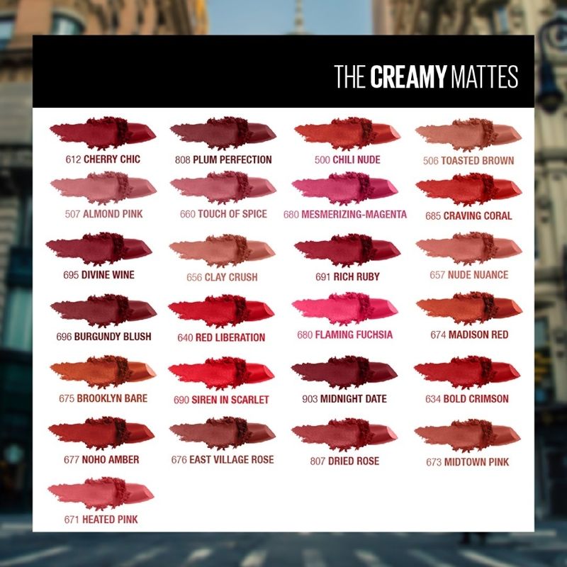 Maybelline New York Color Sensational Creamy Matte Lipstick - 674 Madison Red