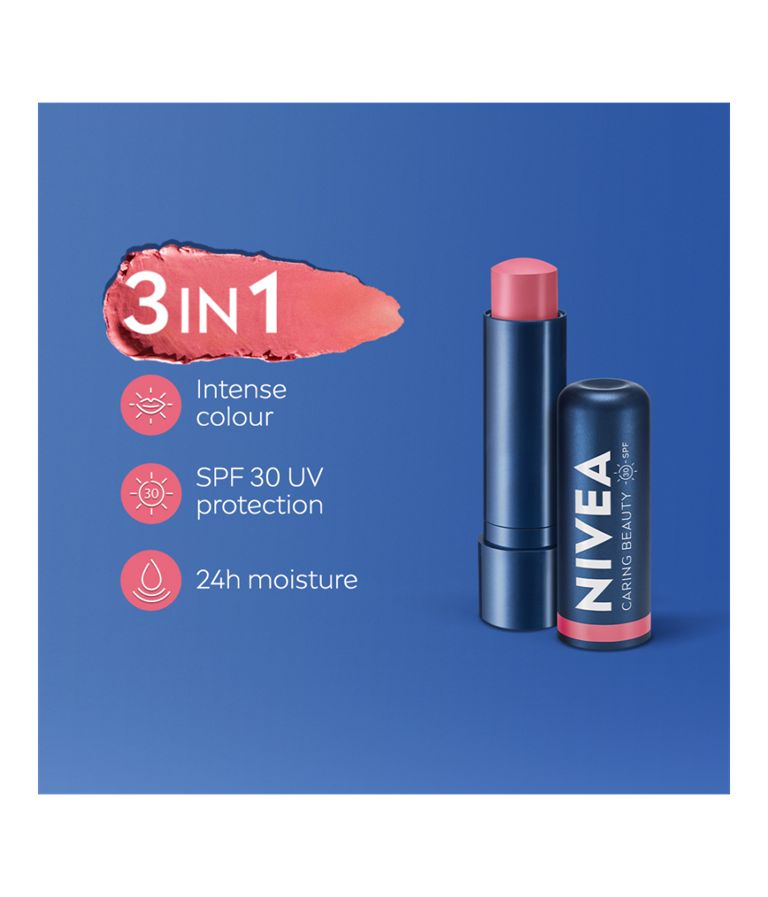 NIVEA Lip Caring Beauty ROSE Lip Balm | Lip & Cheek Tint with SPF 30