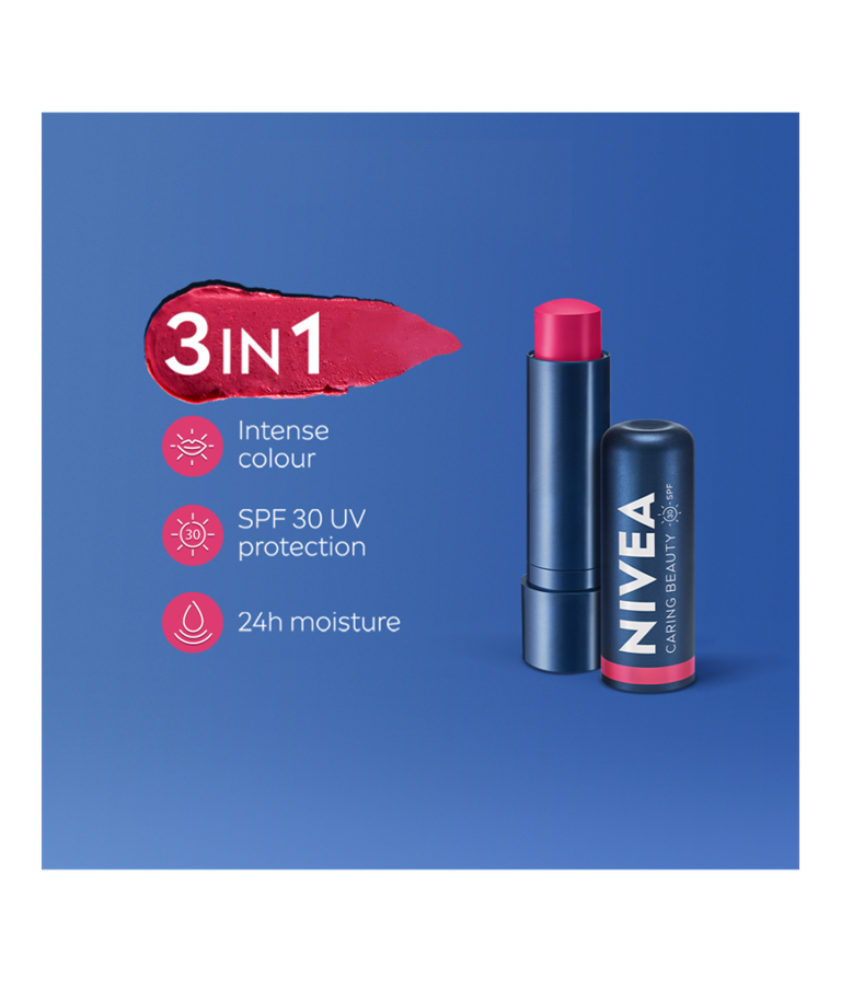 NIVEA Lip Caring Beauty Pink Lip Balm | Lip & Cheek Tint with SPF 30