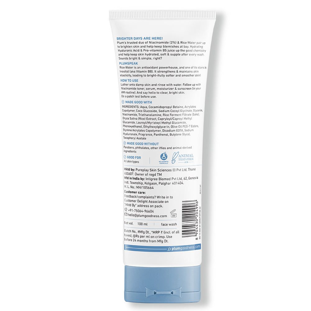 Plum 2% Niacinamide & Rice Water Face Wash