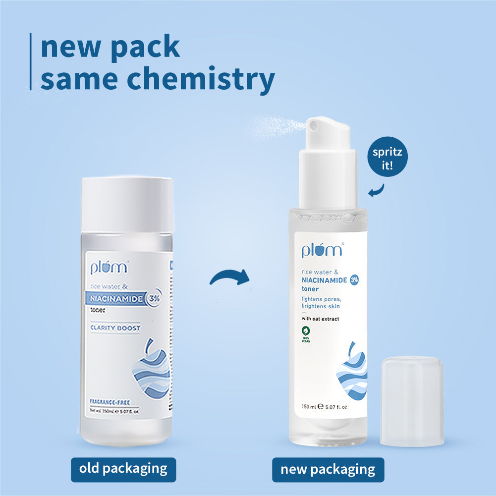 Plum 3% Niacinamide & Rice Water Toner for Bright Skin