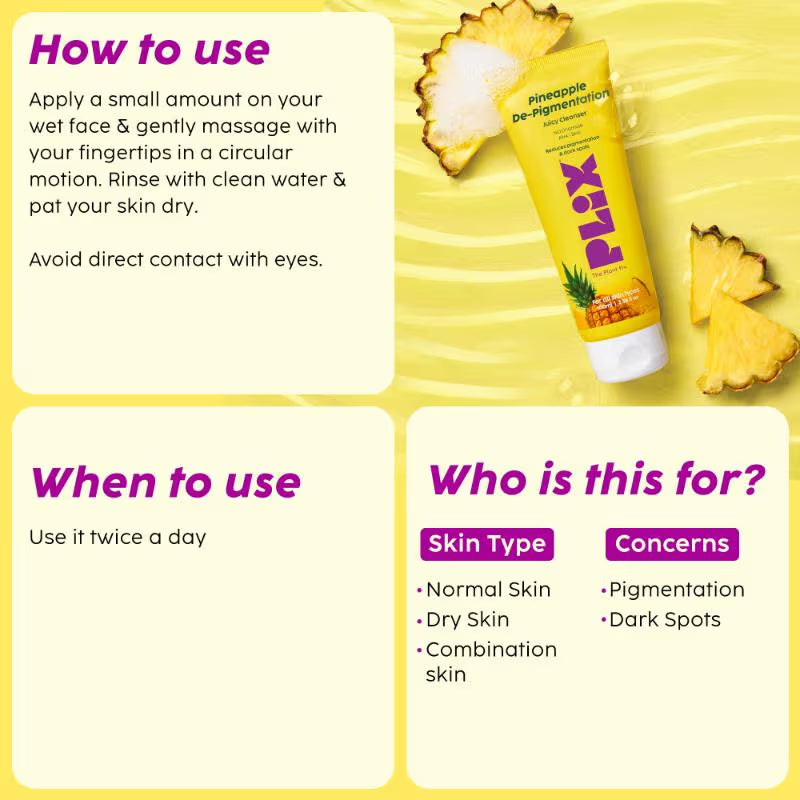 Plix Pineapple Depigmentation Regime With Toner, Cleanser & Moisturizer (3 pcs)