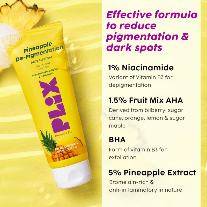 Plix Pineapple Depigmentation Regime With Toner, Cleanser & Moisturizer (3 pcs)
